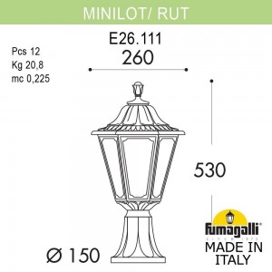 Ландшафтный фонарь FUMAGALLI MINILOT/RUT E26.111.000.WXF1R