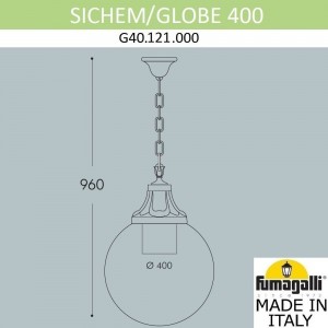 Подвесной уличный светильник FUMAGALLI SICHEM/GLOBE 400 G40.121.000.AYE27