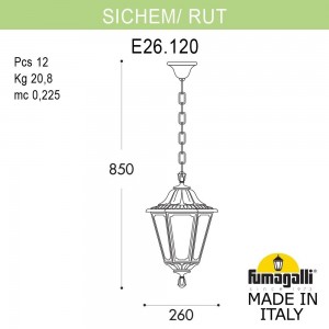 Подвесной уличный светильник FUMAGALLI SICHEM/RUT E26.120.000.AYF1R