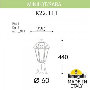 Ландшафтный фонарь FUMAGALLI MINILOT/SABA K22.111.000.AXF1R