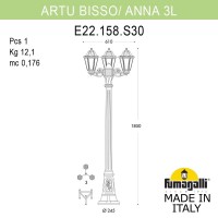 Садово-парковый фонарь FUMAGALLI ARTU BISSO/ANNA 3L E22.158.S30.AYF1R