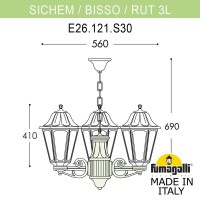 Подвесной уличный светильник FUMAGALLI SICHEM/RUT 3L (люстра) E26.120.S30.BYF1R