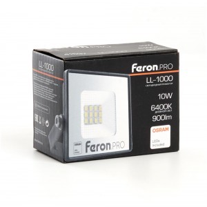 Светодиодный прожектор Feron.PRO LL-1000 IP65 10W 6400K черный