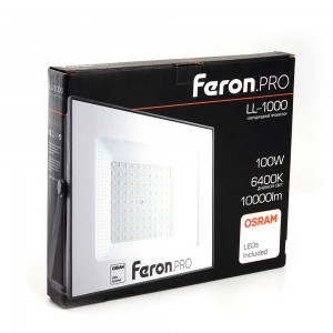Светодиодный прожектор Feron.PRO LL-1000 IP65 100W 6400K черный