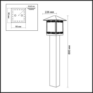 Уличный светильник на столбе 80 см NOVARA 2644/1A